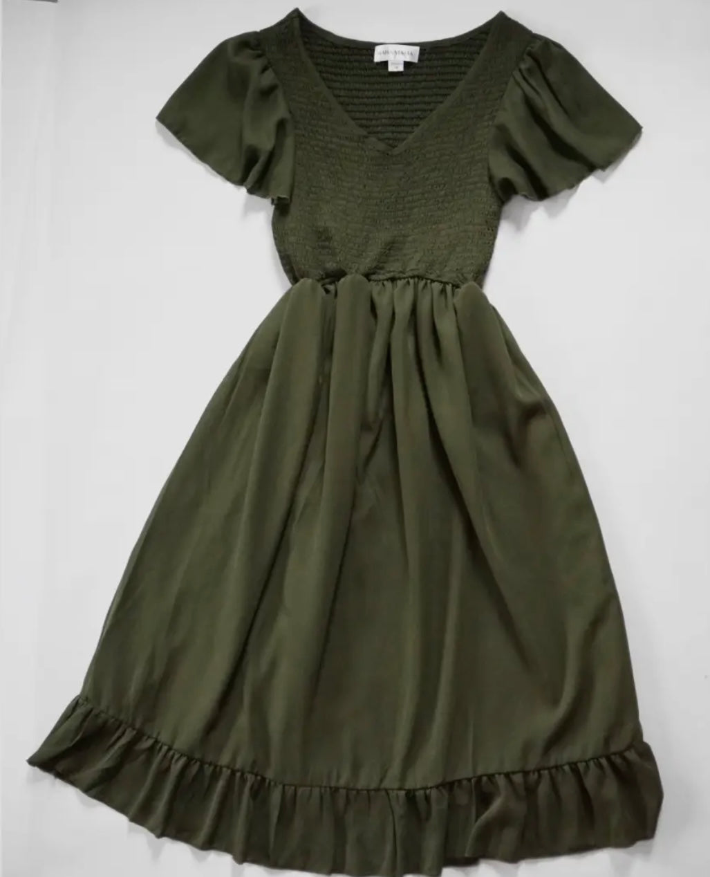 Dark Green Chiffon Dress-Women