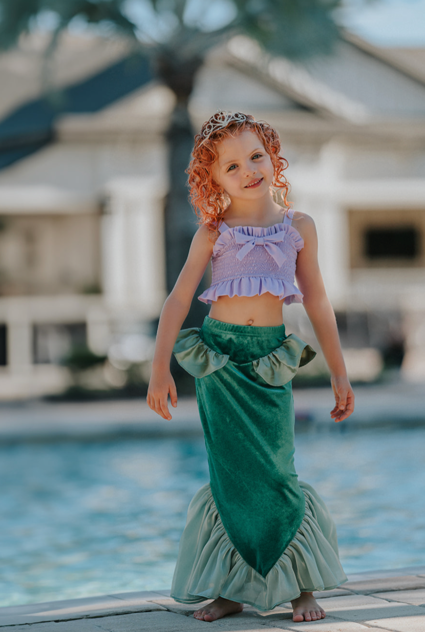 Mermaid Swimsuit Cover Up Stretch Velvet skirt with tail