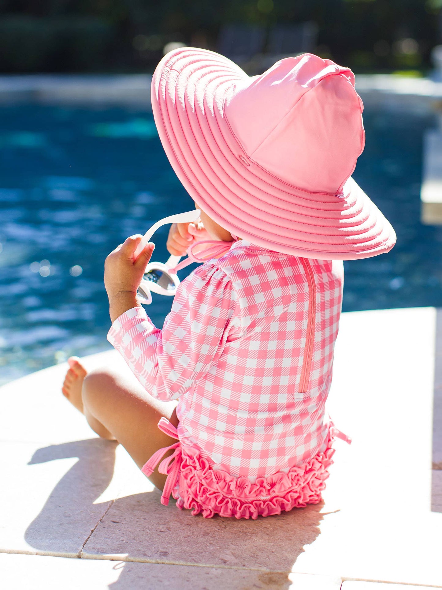 Baby Girls Bubblegum Gingham Long Sleeve One Piece Rash Guard