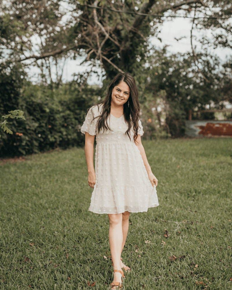 Mommy and Me Eden Short Sleeve Dot Dress - Ivory