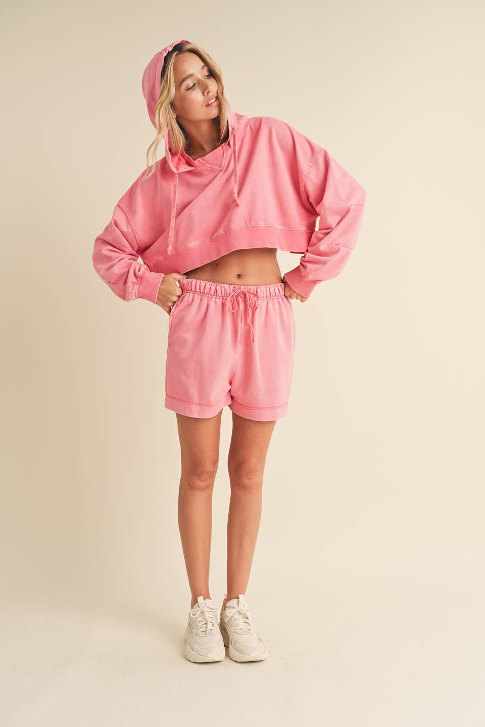 High Waisted Mineral Wash Shorts