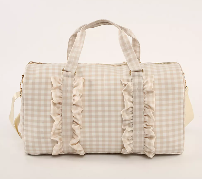Gingham Ruffle Duffle Bag Weekender Bag