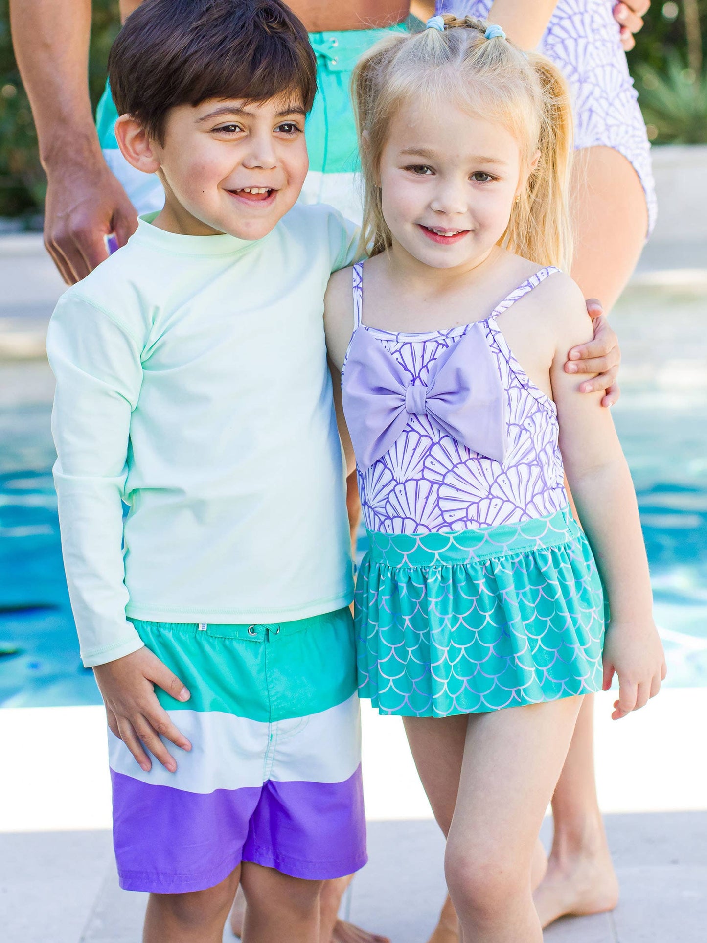 Girls Magical Mermaid Big Bow Skirted One Piece