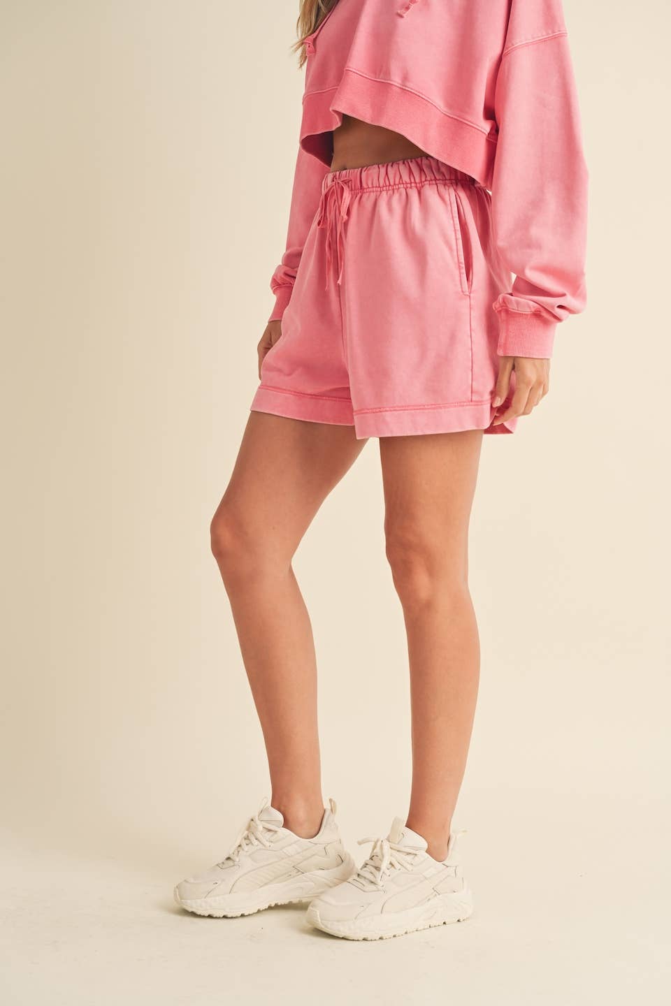 High Waisted Mineral Wash Shorts