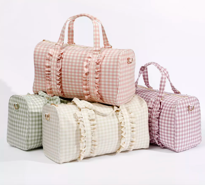 Gingham Ruffle Duffle Bag Weekender Bag