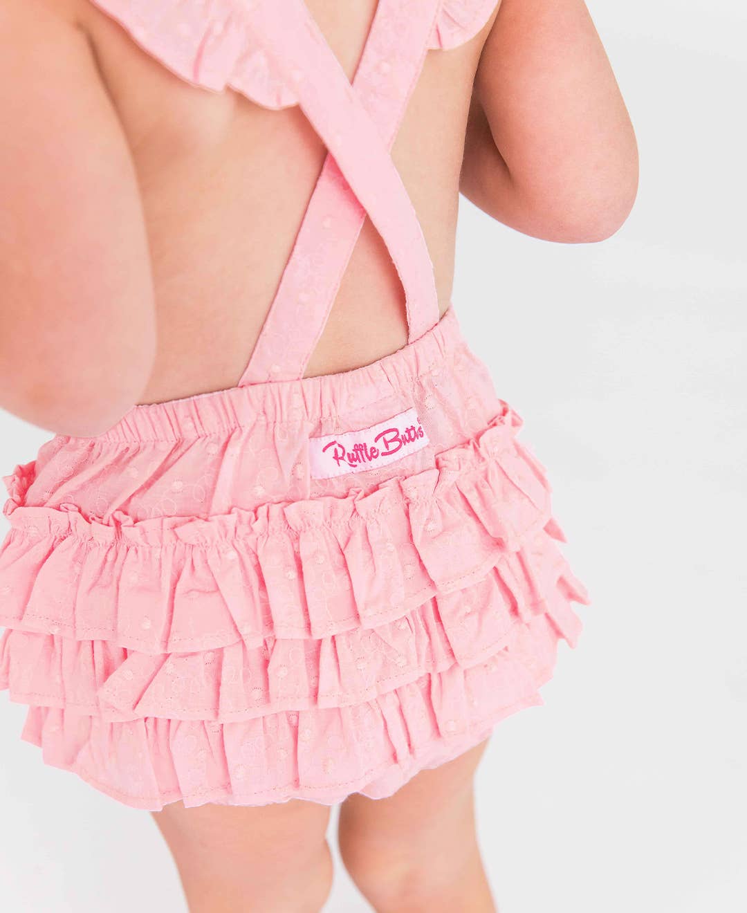 Baby Girls Pink Vintage Dot Flutter Pinafore Overall Romper