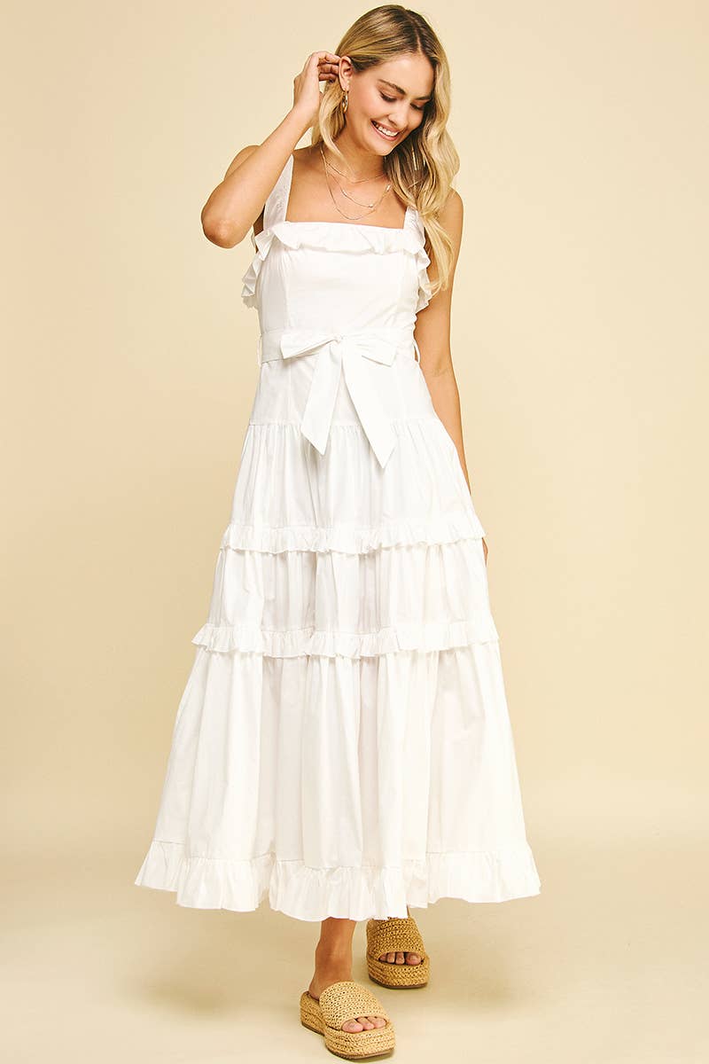 RUFFLED DETAIL TIERED MAXI DRESS
