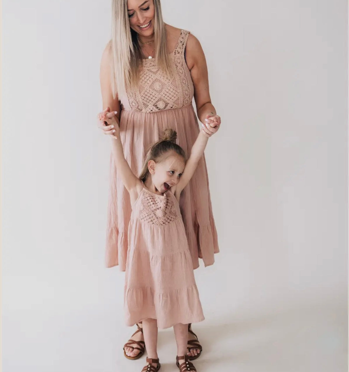 Dusty Rose Crochet Dress- Women