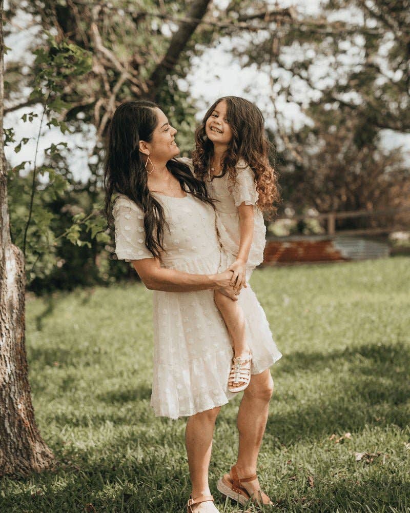 Mommy and Me Eden Short Sleeve Dot Dress - Ivory