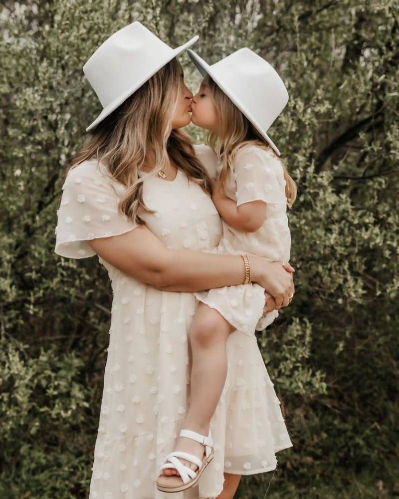 Mommy and Me Eden Short Sleeve Dot Dress - Ivory