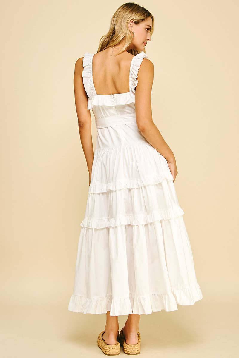 RUFFLED DETAIL TIERED MAXI DRESS