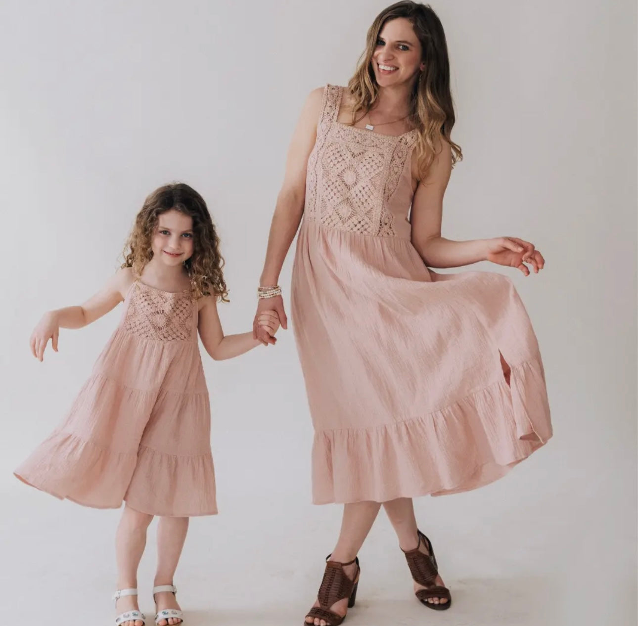 Dusty Rose Crochet Dress- Women