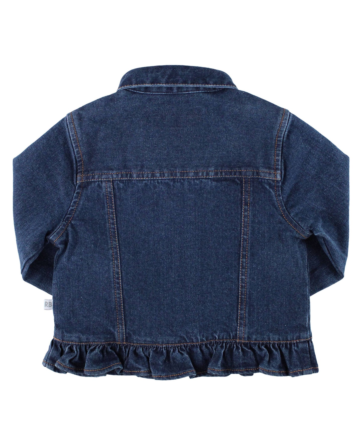 Girls Medium Wash Ruffle Denim Jacket