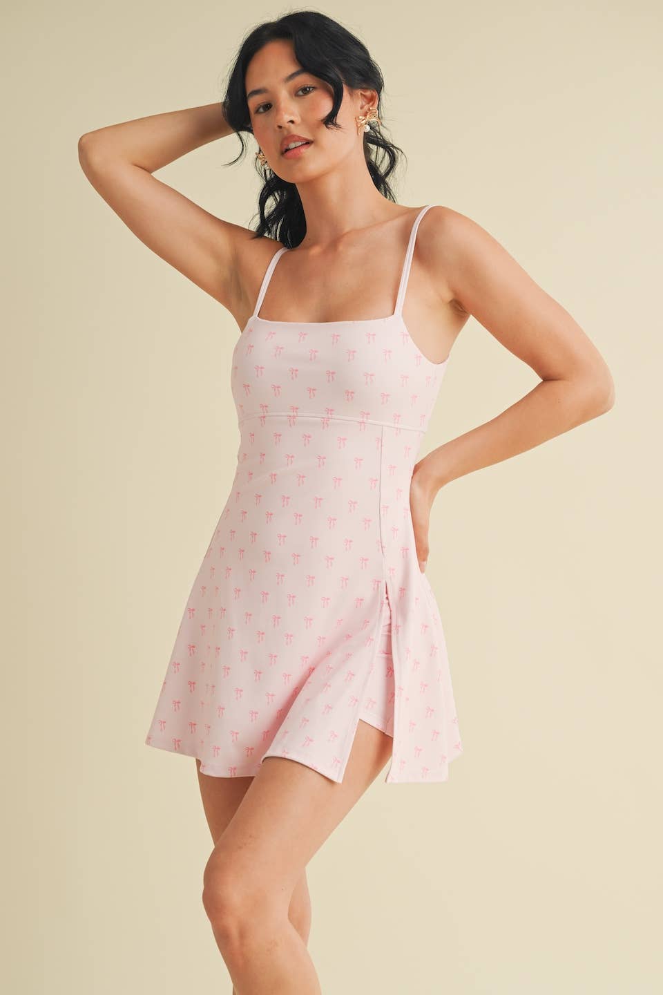 Bow Print A-Line Mini Dress
