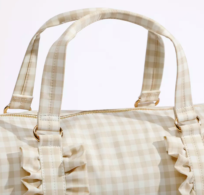 Gingham Ruffle Duffle Bag Weekender Bag