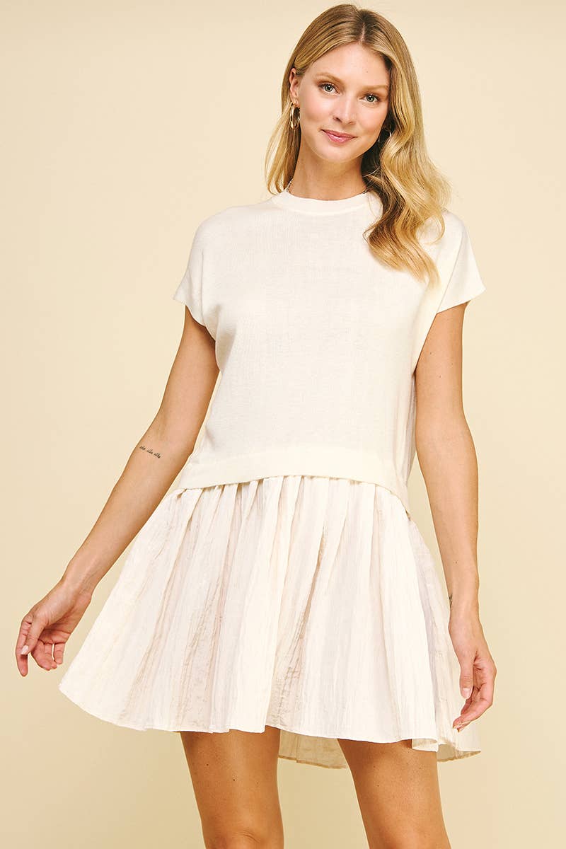 CONTRAST KNIT MINI DRESS - 5813D