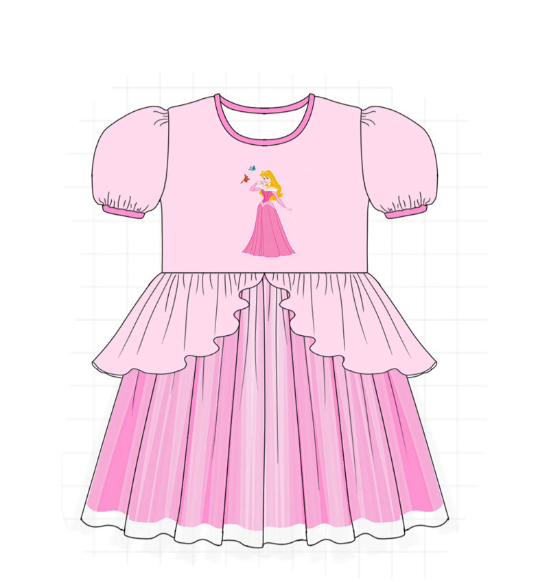 Princess Embroidery Ruffle Dress (Pink)
