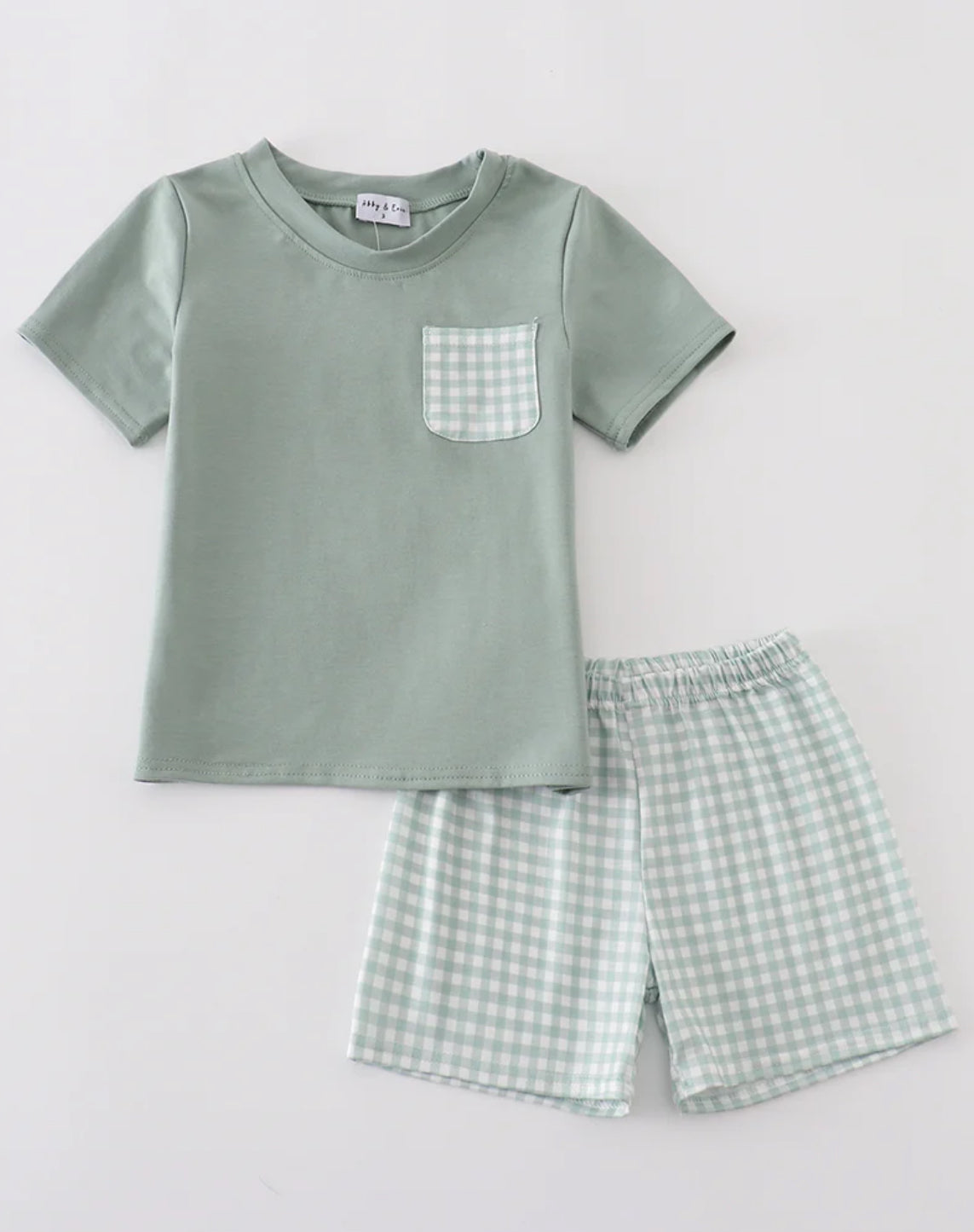 Green Boy Gingham Shorts Set