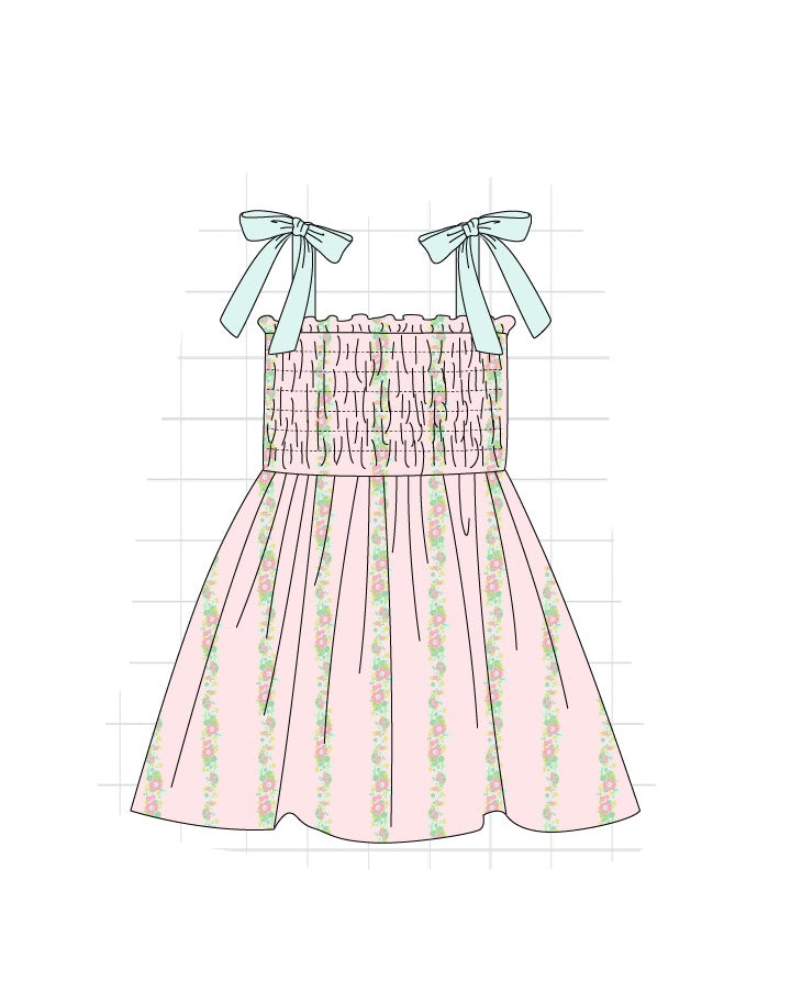 Pink & Mint Floral Girls Dress