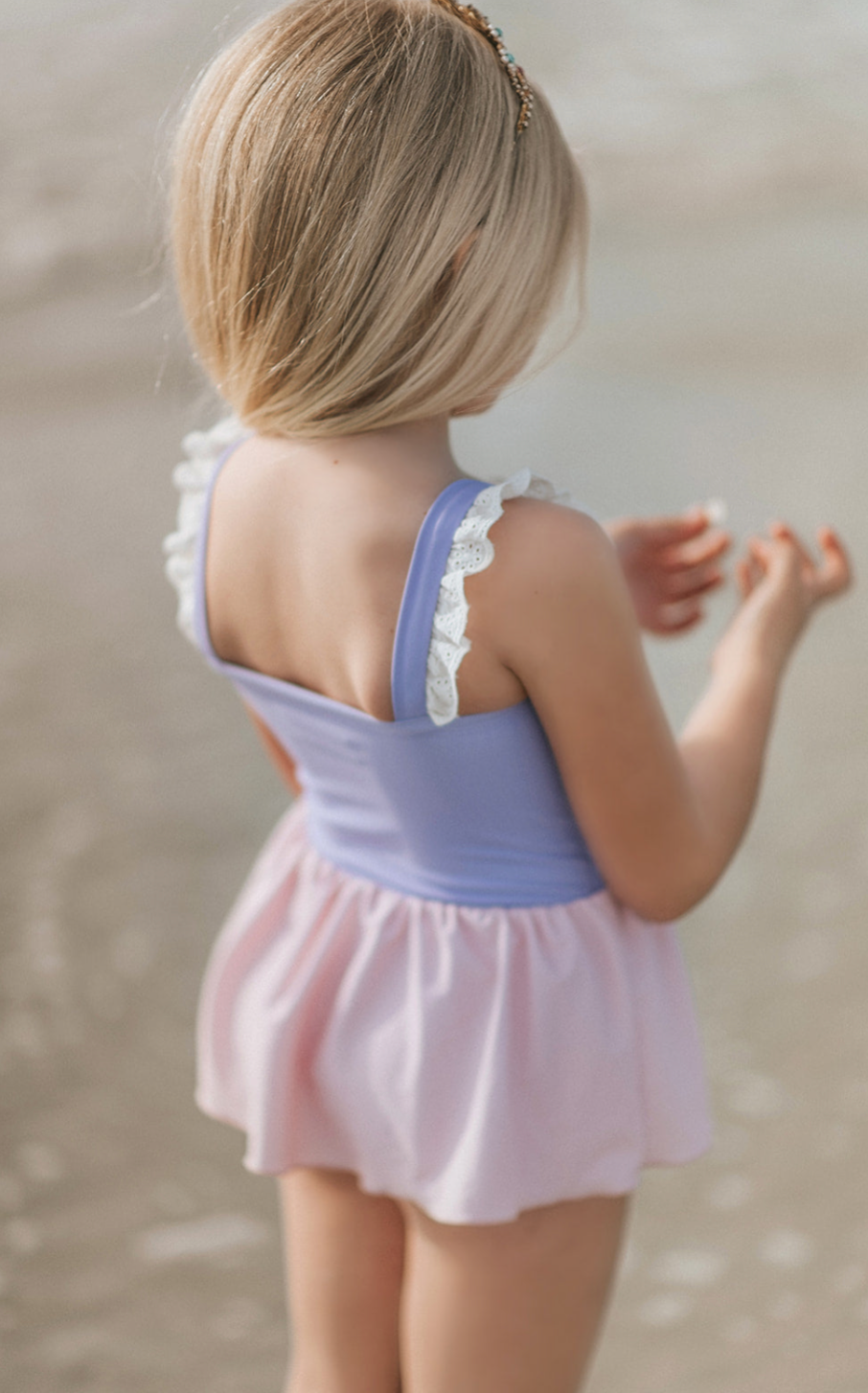 Girls Rapunzel Princess One Piece SPF 50 Swimsuit with Skirt