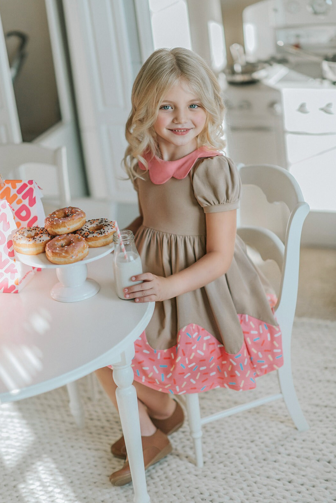Girls Sprinkles Donut Cotton Twirl dress Short Sleeve