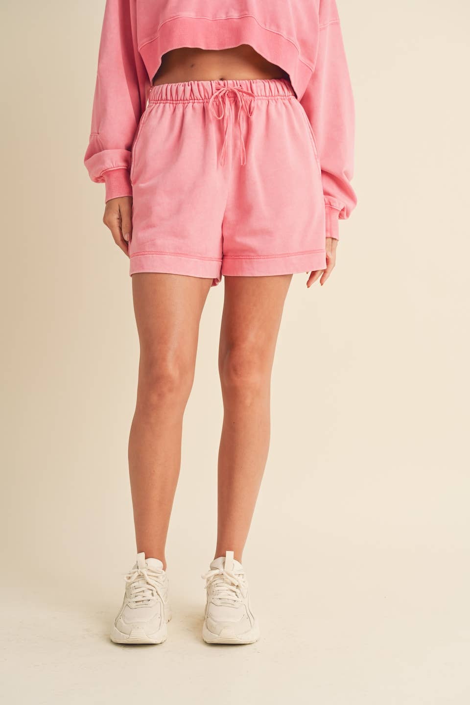 High Waisted Mineral Wash Shorts