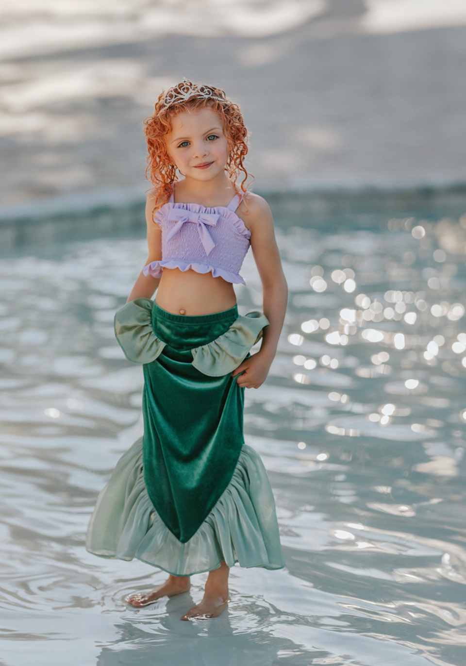 Mermaid Swimsuit Cover Up Stretch Velvet skirt with tail