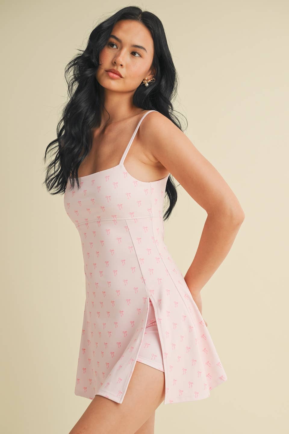 Bow Print A-Line Mini Dress