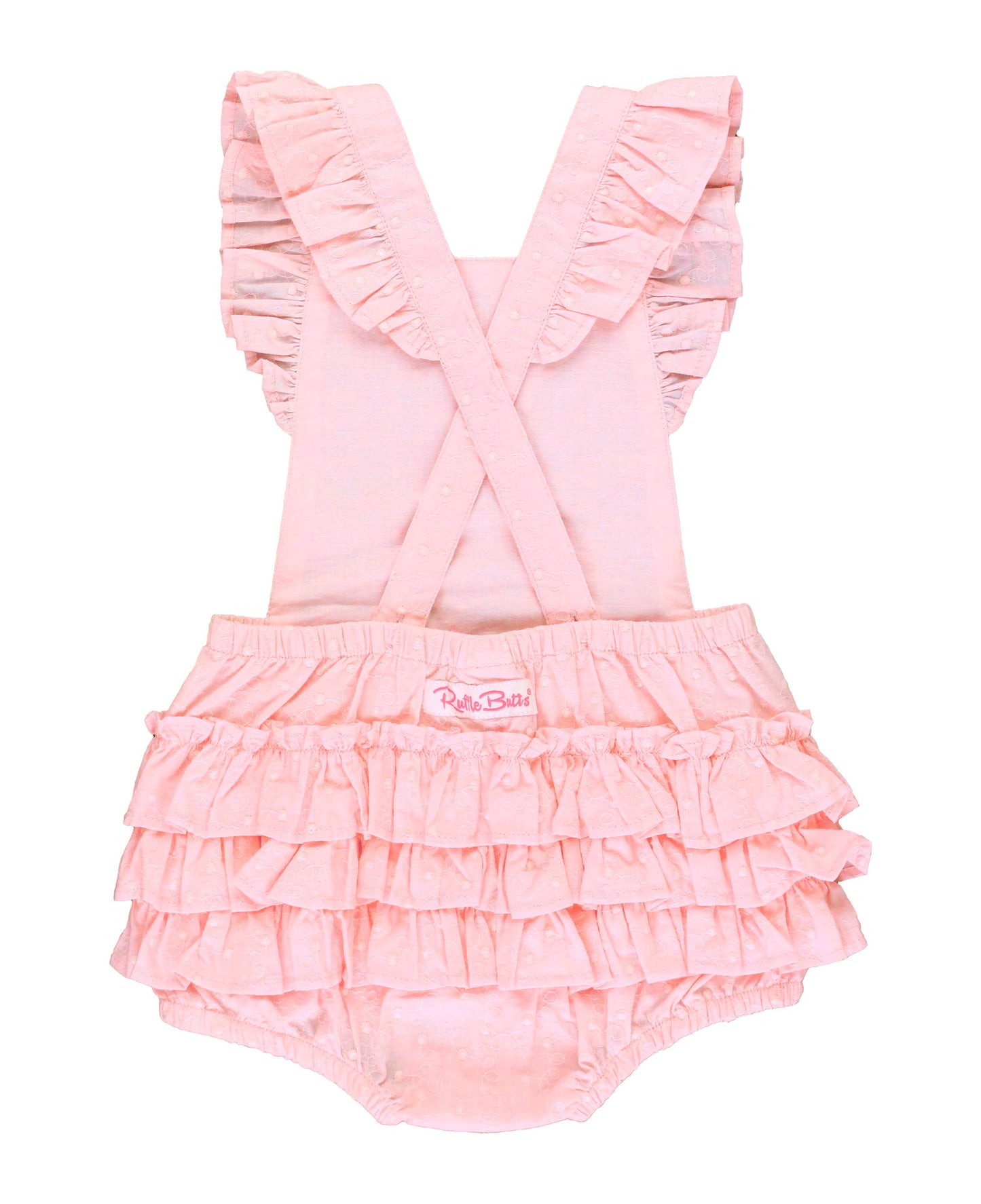 Baby Girls Pink Vintage Dot Flutter Pinafore Overall Romper