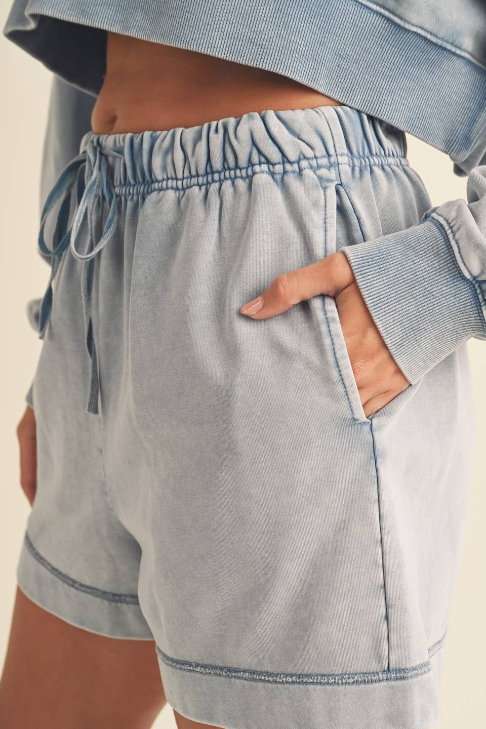 High Waisted Mineral Wash Shorts