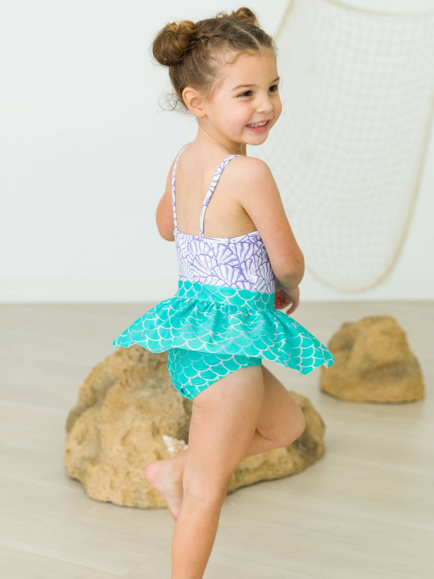 Girls Magical Mermaid Big Bow Skirted One Piece