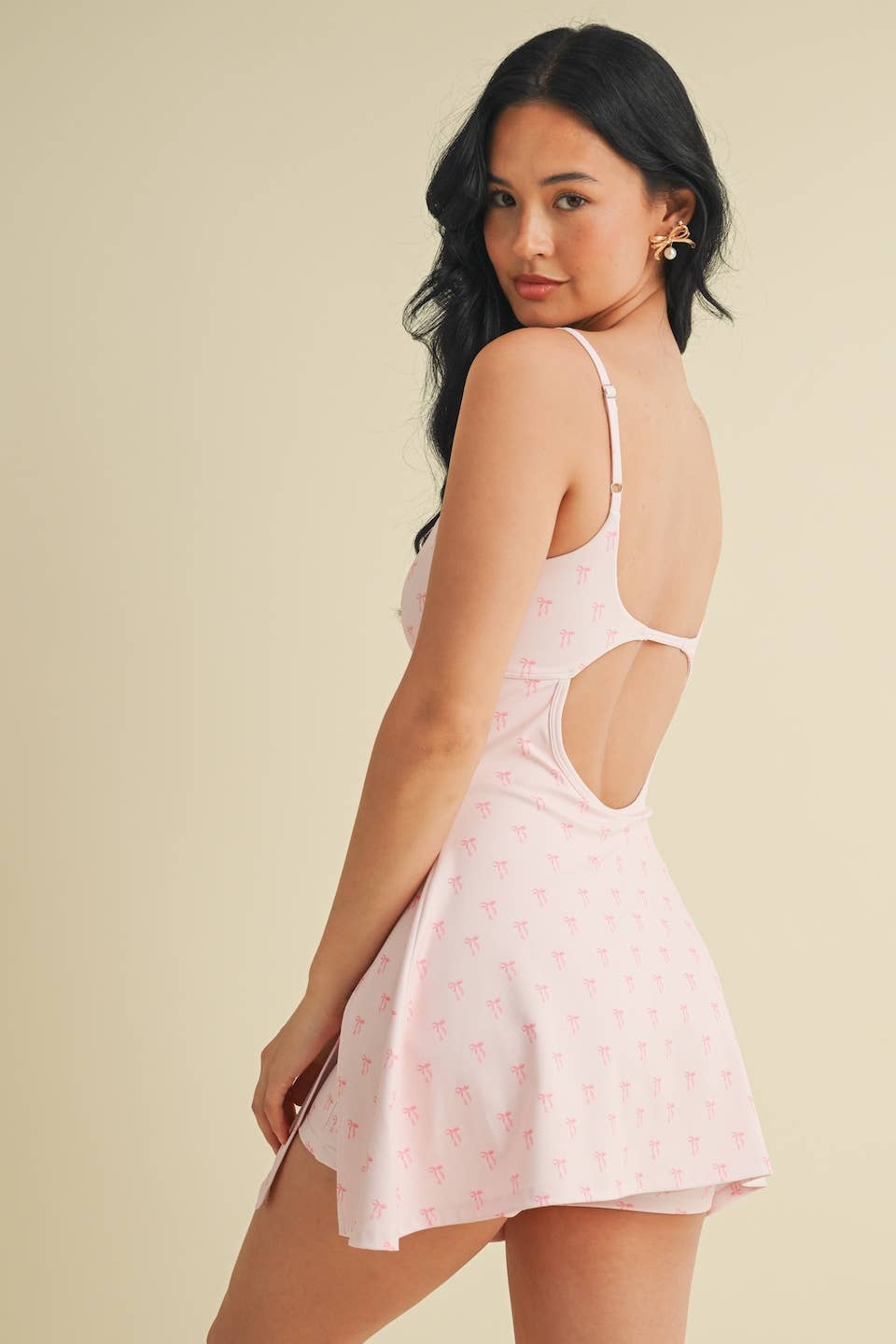Bow Print A-Line Mini Dress