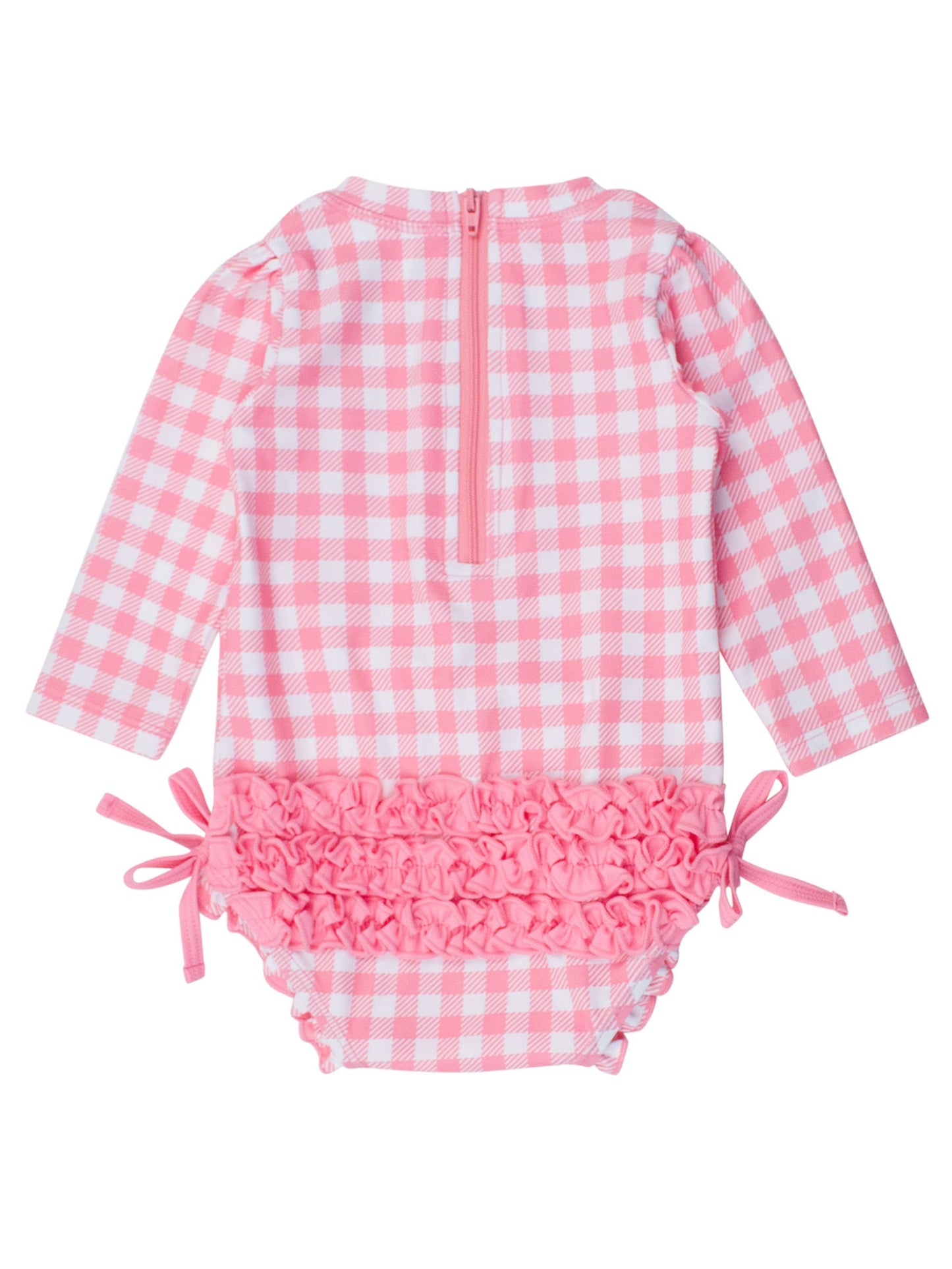Baby Girls Bubblegum Gingham Long Sleeve One Piece Rash Guard