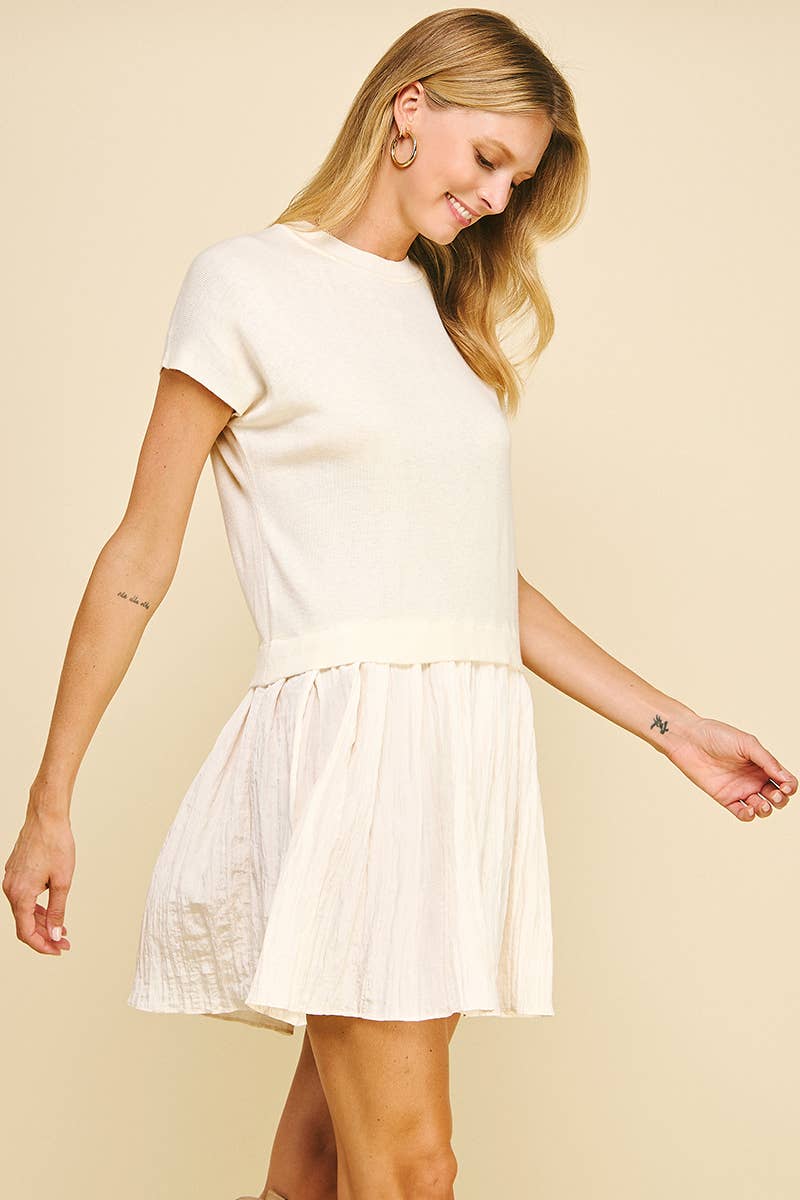 CONTRAST KNIT MINI DRESS - 5813D