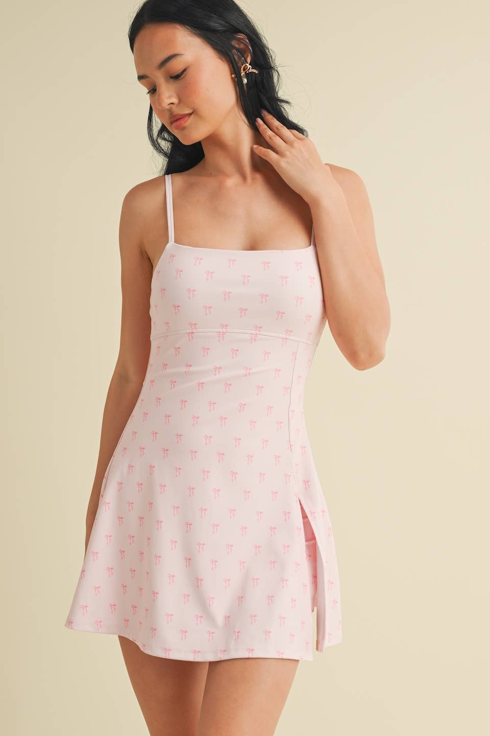 Bow Print A-Line Mini Dress