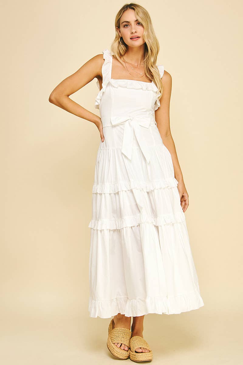 RUFFLED DETAIL TIERED MAXI DRESS