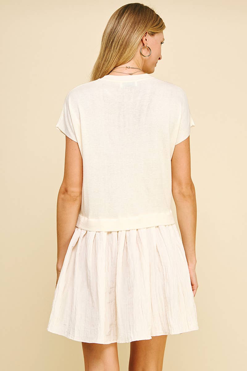 CONTRAST KNIT MINI DRESS - 5813D
