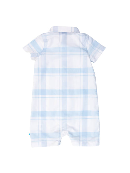 Baby Boys Light Blue Windowpane Button-Up Romper