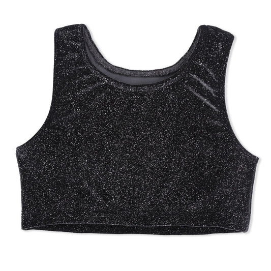 TWINKLY LUXE VELVET BLACK BRA CROP