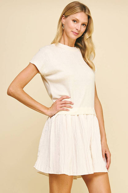 CONTRAST KNIT MINI DRESS - 5813D