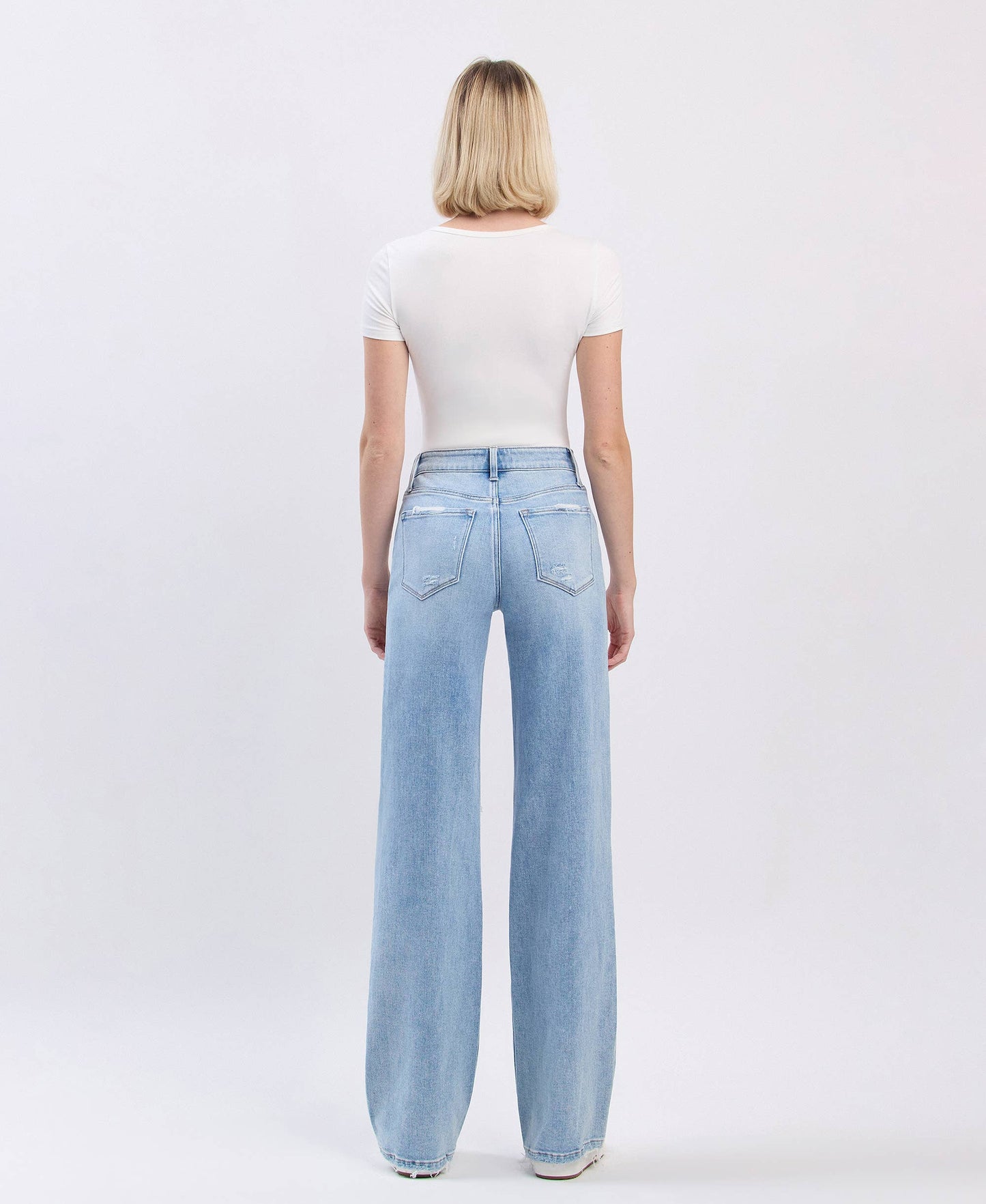HIGH RISE DISTRESSED WIDE LEG JEANS F5997