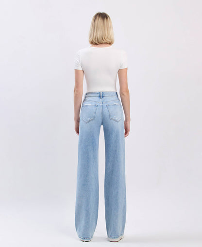 HIGH RISE DISTRESSED WIDE LEG JEANS F5997