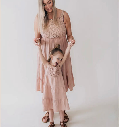 Dusty Rose Crochet Dress- Women