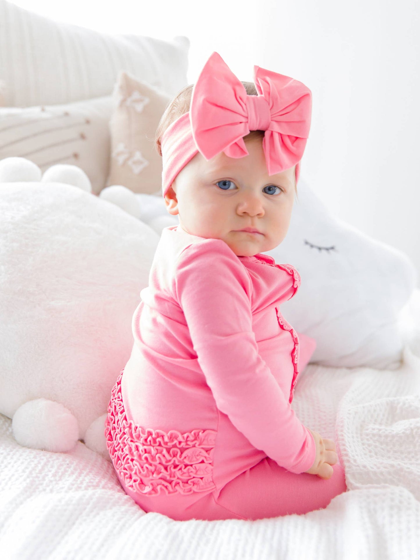 Baby Girls Bubblegum Pink Modal Footed Ruffle One Piece Pajama