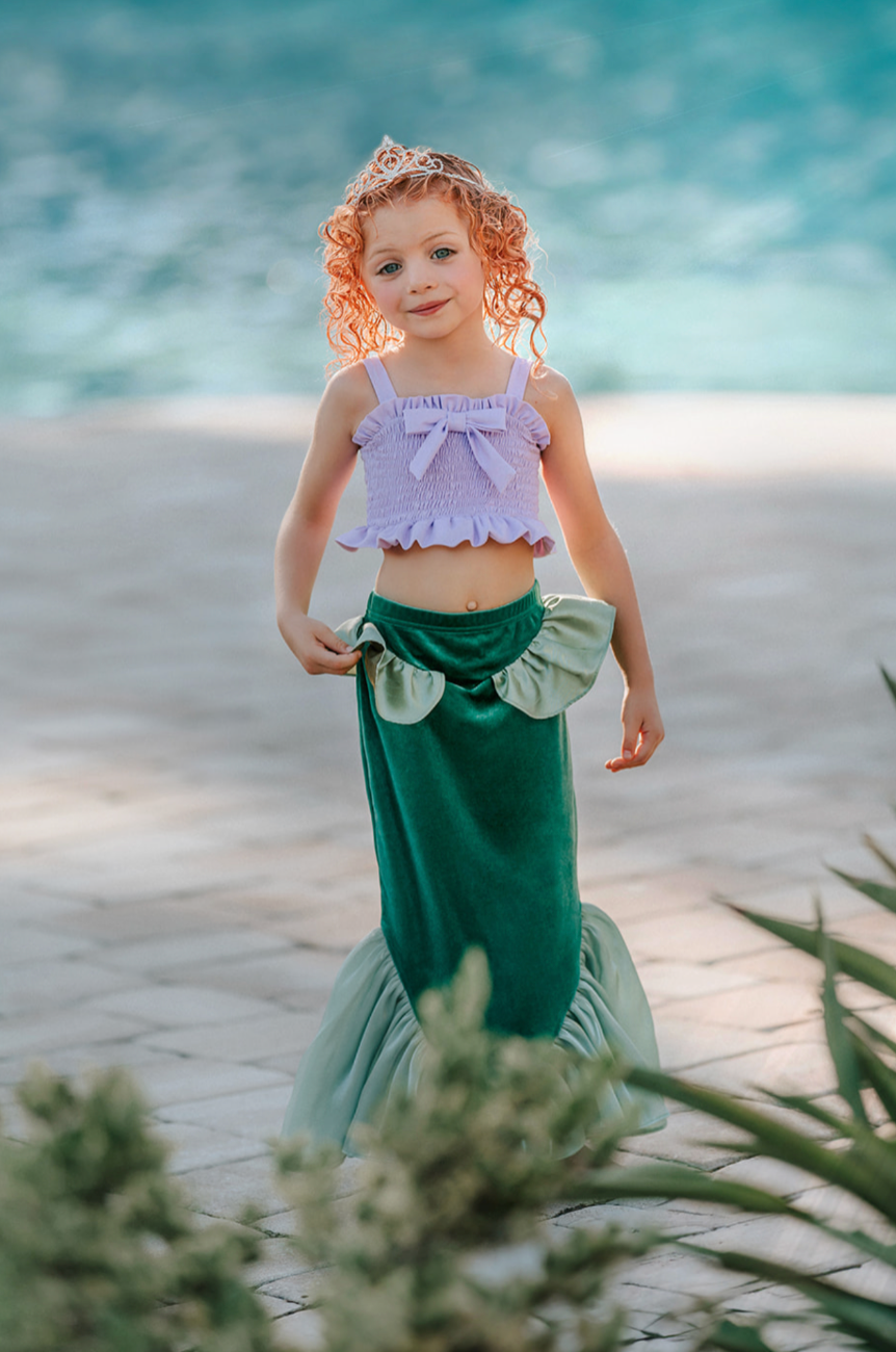 Mermaid Swimsuit Cover Up Stretch Velvet skirt with tail
