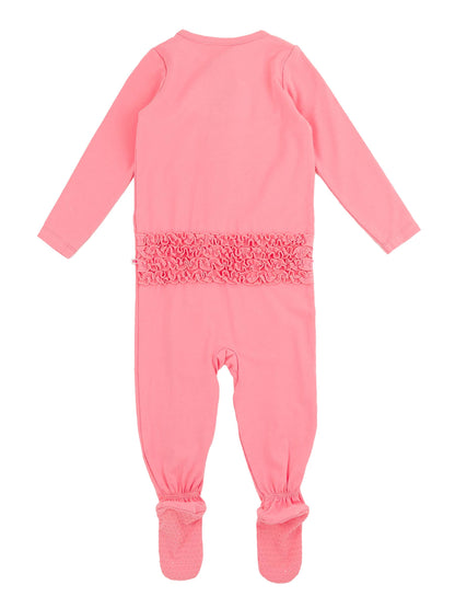 Baby Girls Bubblegum Pink Modal Footed Ruffle One Piece Pajama