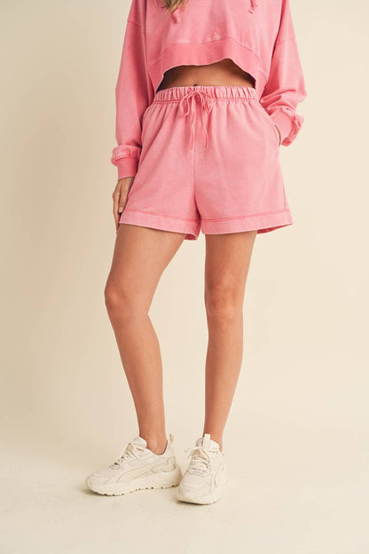 High Waisted Mineral Wash Shorts