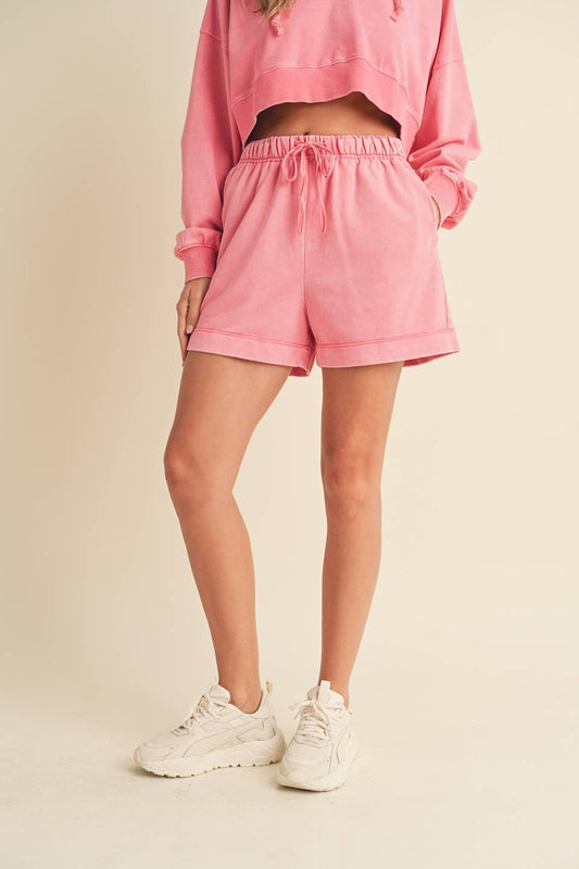High Waisted Mineral Wash Shorts