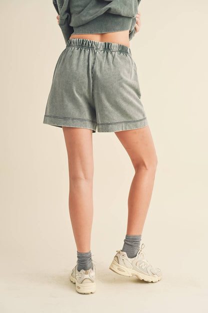 High Waisted Mineral Wash Shorts