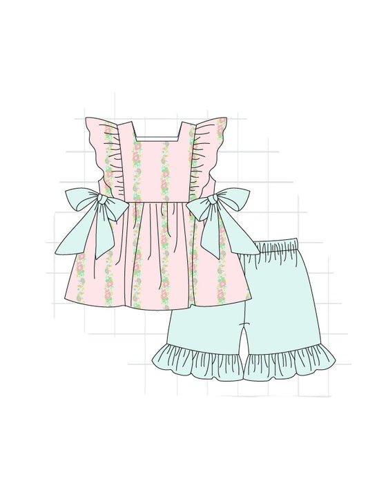 Pink & Mint Floral Girls Set